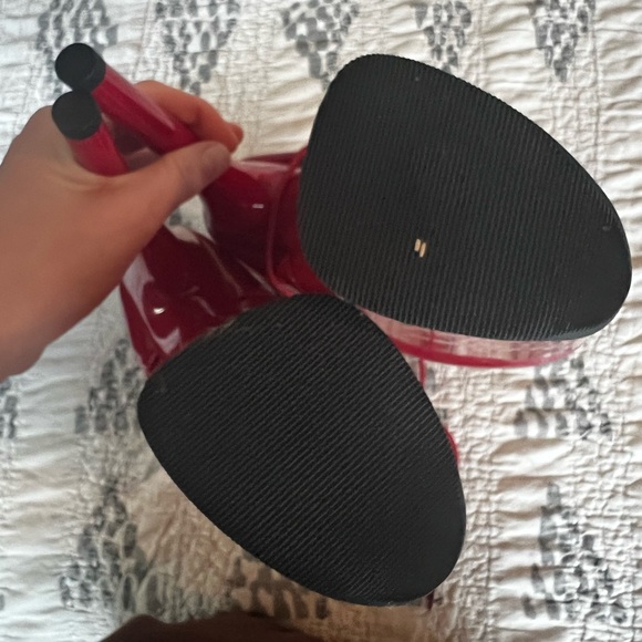 pleaser shoes flamingo 1020 8 inch red boots - Picture 3 of 6